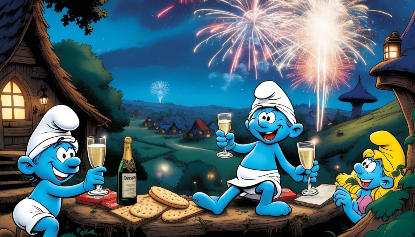 The Smurfs Fairy Tale, Smurf Village, Drinking_champagne AI Porn