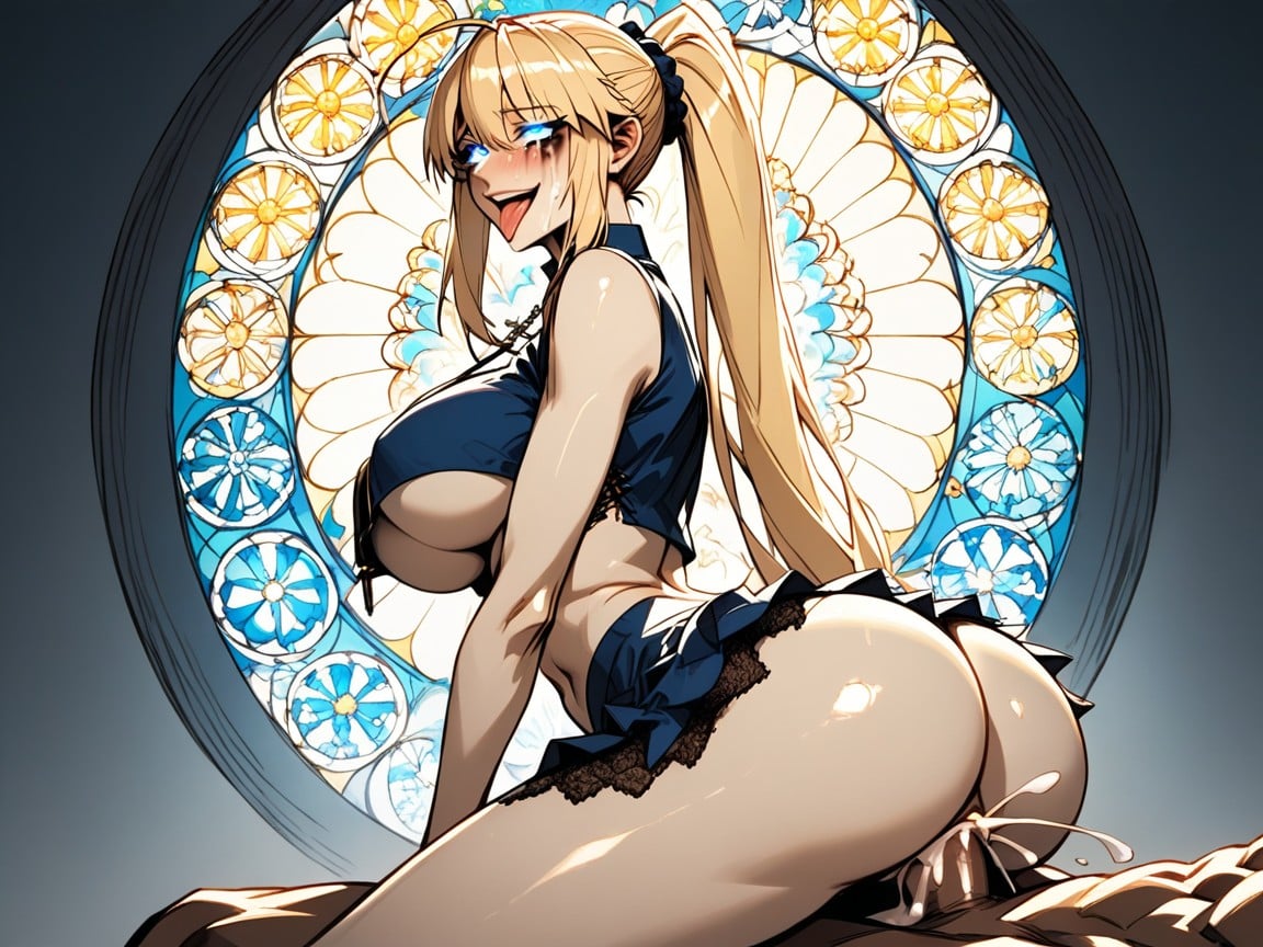 Hyper Girthy Massive Cock Barely Fits Into Tight Pussy, Grabbing Ass, Side View Hentai AI Porn