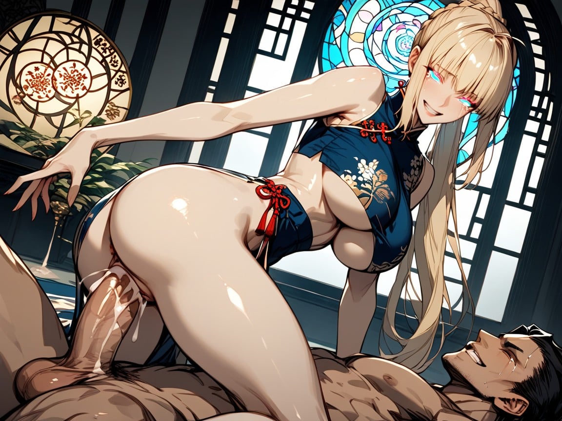 Cowgirl (3rd Person), Gigantic Perfect Boobs, Hourglass Figure Hentai AI Porn