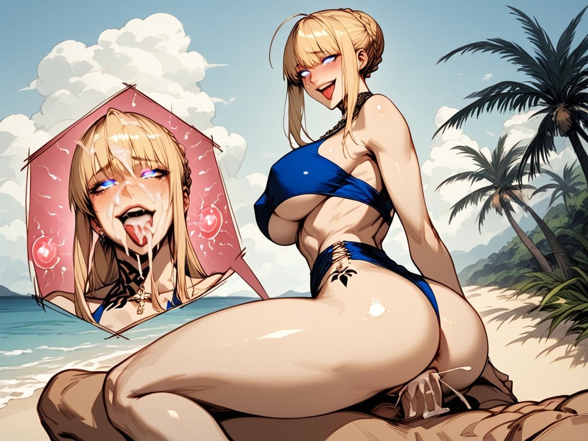 Side View, Impregnation, Very Blue Bikini Hentai AI Porn