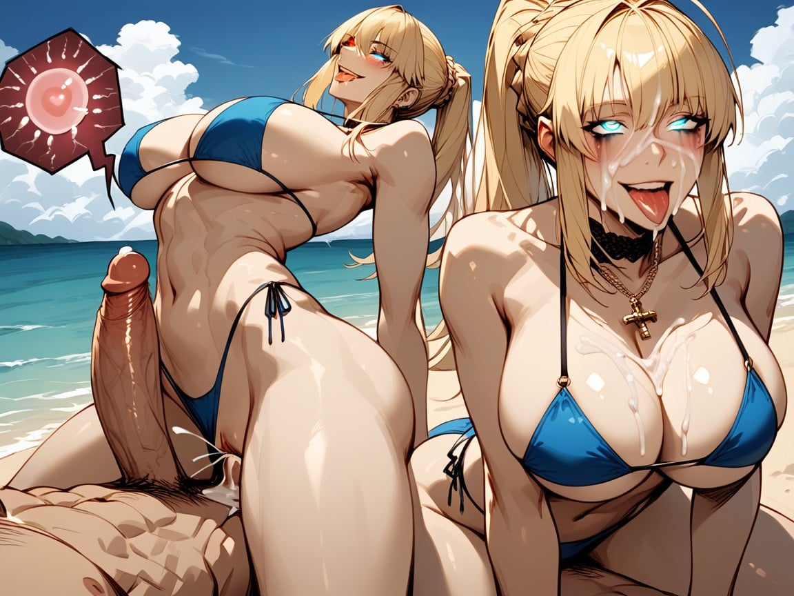High Resolution, Cum Dripping From Face Onto Breasts, Perfect Figure Hentai AI Porn