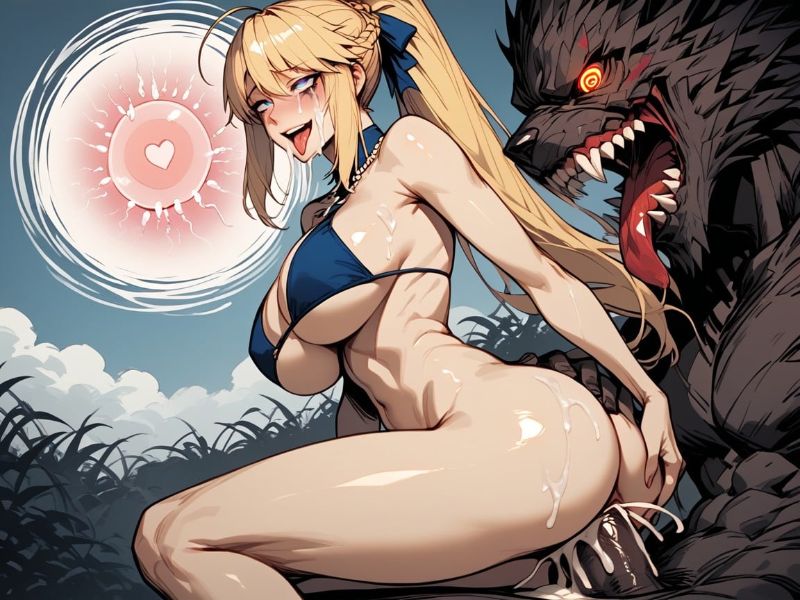 Anime Style, Navel Exposed, Expressive Face Hentai AI Porn