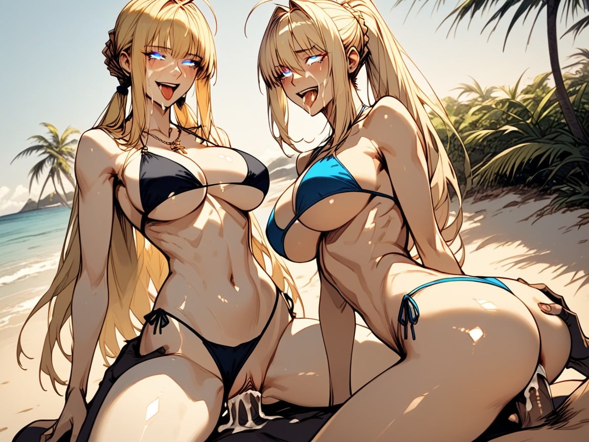 Side View, Smug Expression, Extremely Snatched Waist Hentai AI Porn