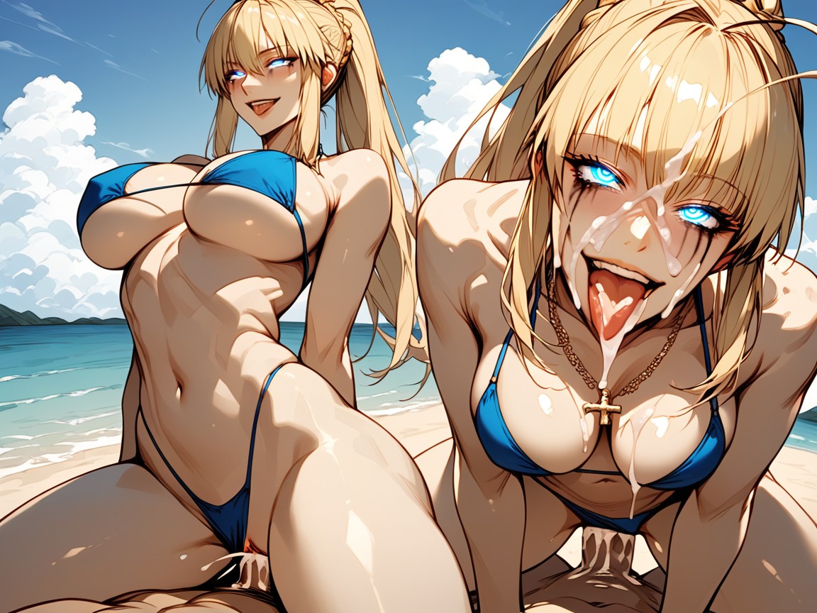 Voluptuous, Kneeling, Rolling Eyes Hentai AI Porn