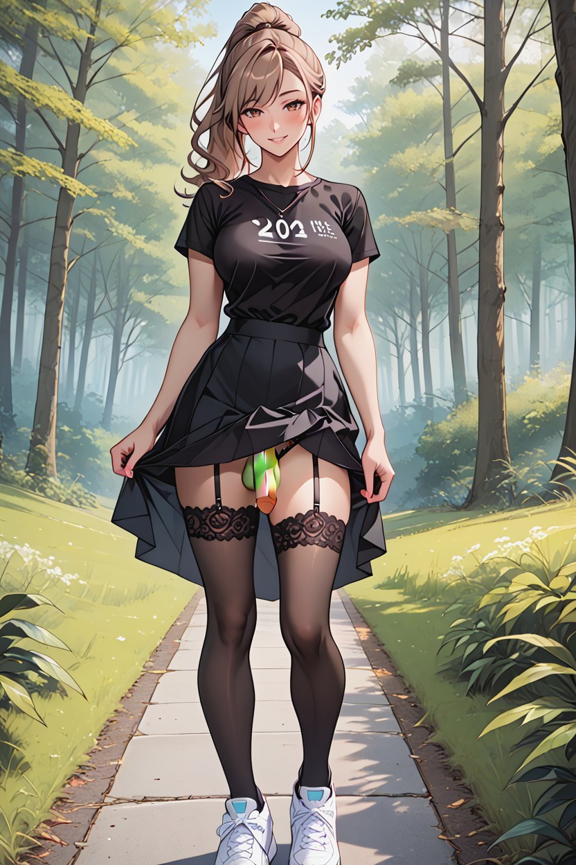 Mini Falda, Transparent Shirt, Avergonzada Porno shemale IA