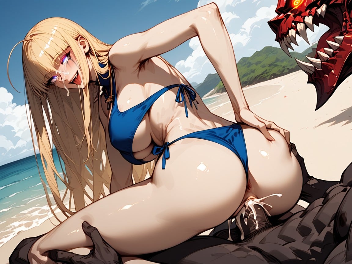 Colossal Raging Dick Pressing Inside And Stretching Out Her Tight Virgin Pussy Until She And Cums, Groping Ass, Cross Eyed Hentai AI Porn