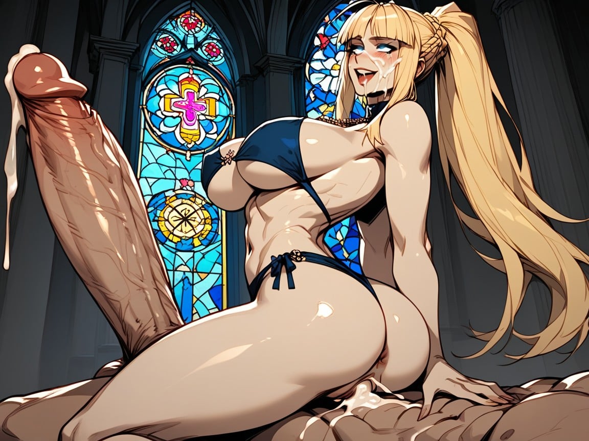 Cum Dripping From Face Onto Breasts, High Resolution, Kneeling Hentai AI Porn