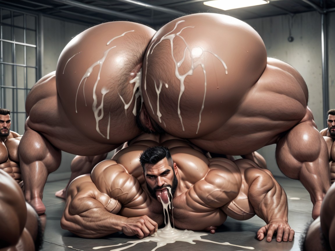 Breast Expansion, Rough Chiseled Tough Looking Men, Oiled Skin AI Porn