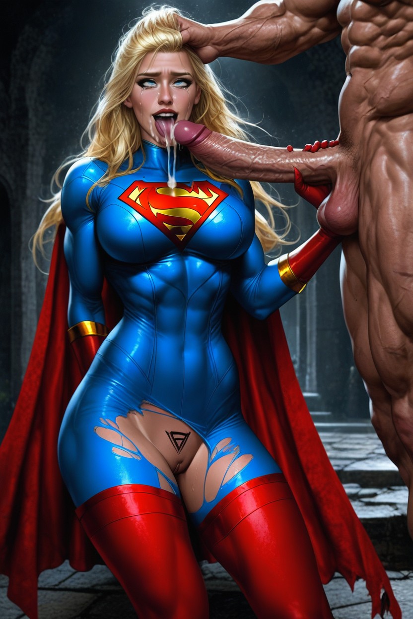 Dungeon, Gorgeus Voluptuos Body Oiled Sweaty, Outfit Dommaged AI Porn
