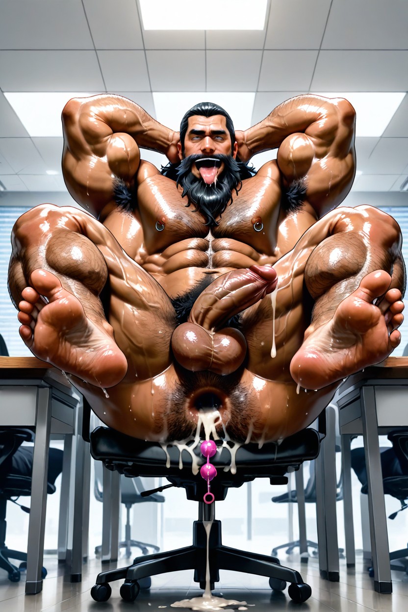 Low Hanging Balls, Legs Up Showing Asshole, Huge Feet AI Gay Porn