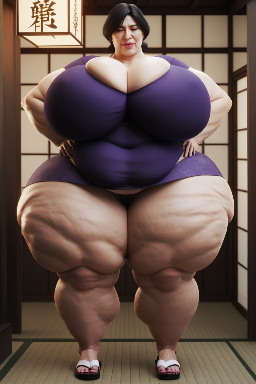 Asian, Obese Woman, Obese Abdomen AI Porn