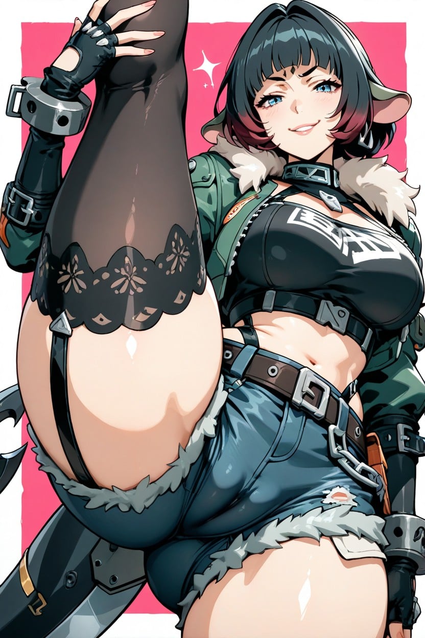 Fitted Inner Top, Close Distance, One Leg Up Hentai AI Porn