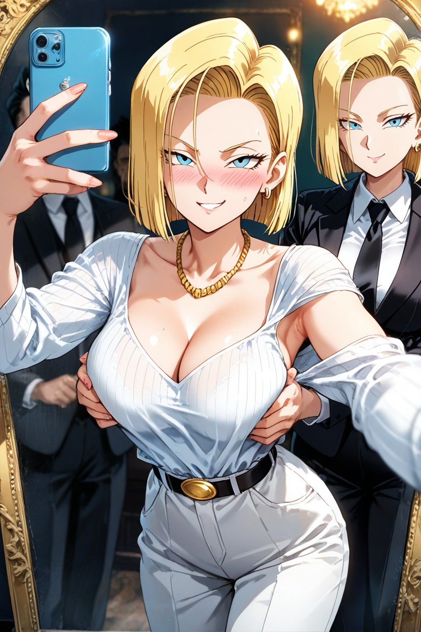 With An Intimate And Modern Expression, 18+, Mischievous (smiling While Blushing) Hentai AI Porn