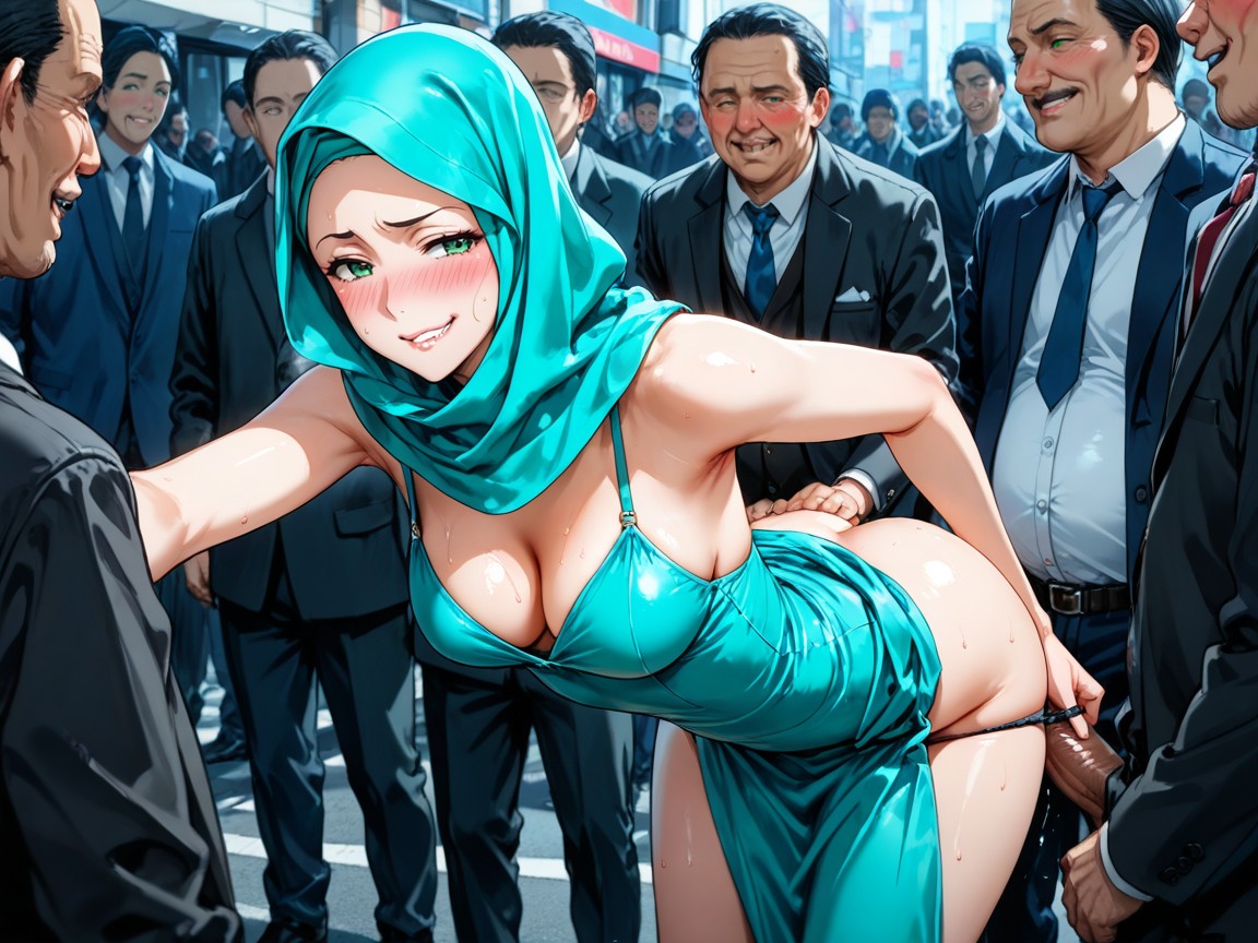 Cleavage, Street, Hijab Wearing Hentai AI Porn