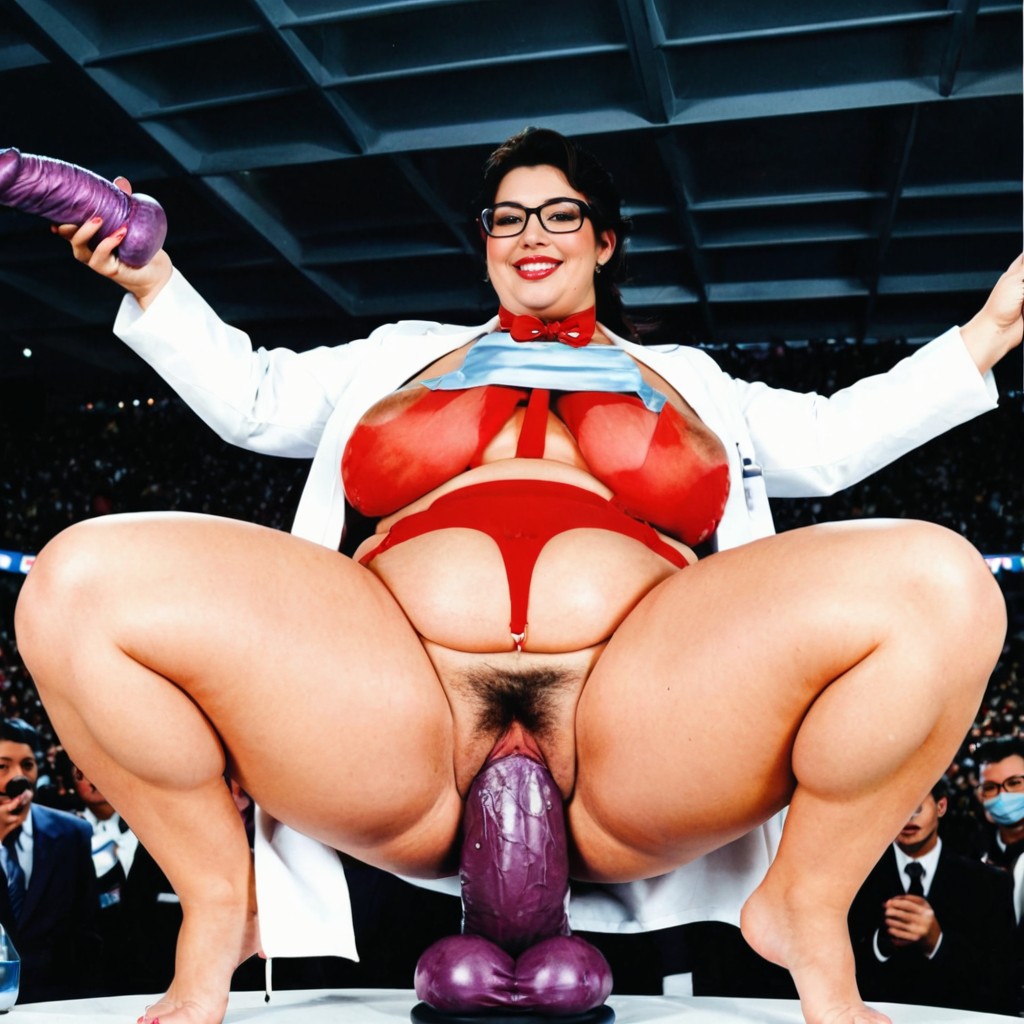 Massive Giant Tits, Dildo Ride, Almost Completely Naked BBW AI Porn