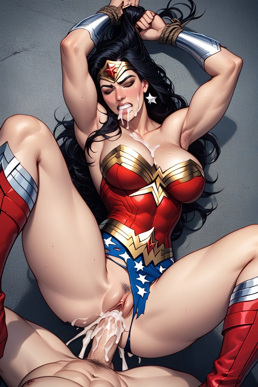 Cosplay, Long Wet Black Hair, Large Rounded Breasts Porno IA