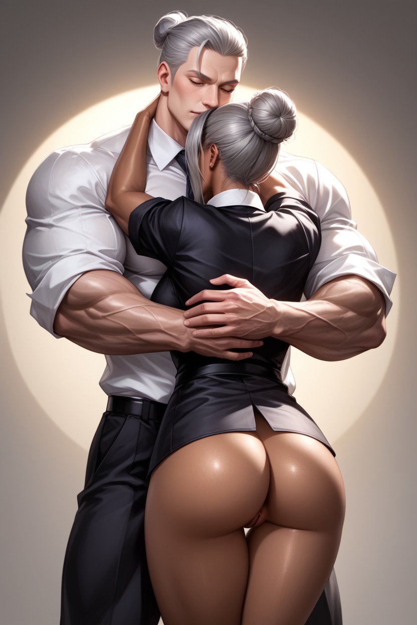 Crushing Hug, Gargantuan Male Silhouette, Legs Spreaded Hentai AI Porn