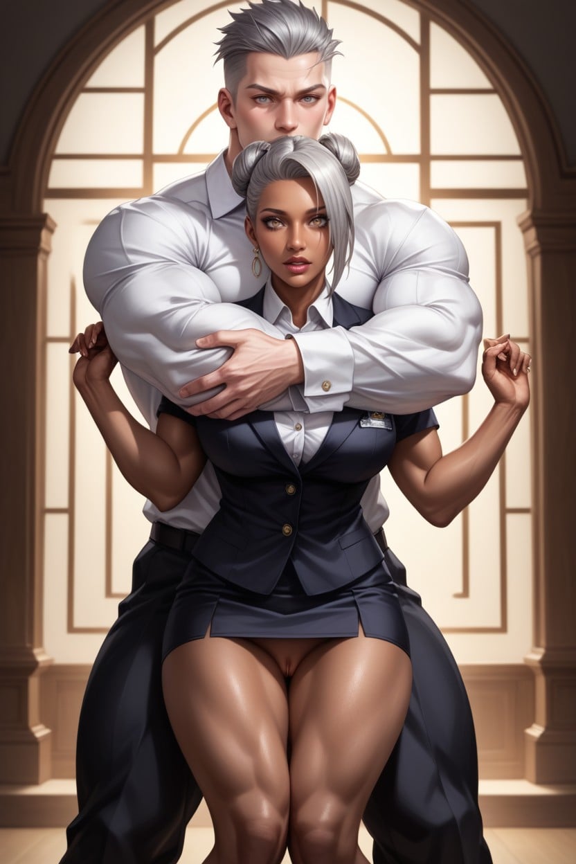 Gargantuan Male Silhouette, Shocked, Knees Banded Hentai AI Porn