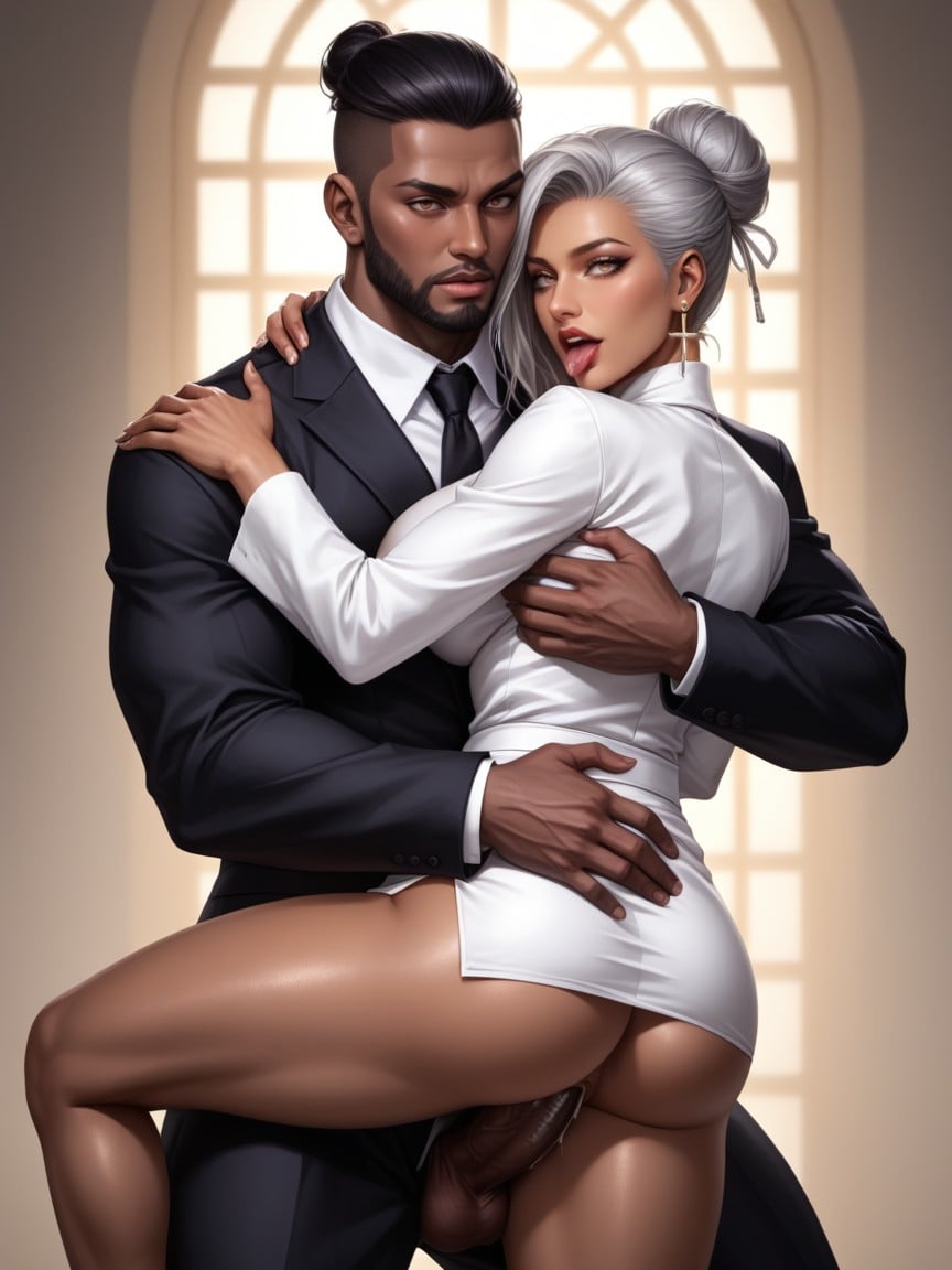 She Looks In His Strong Grip, From Behind, Scale Hentai AI Porn