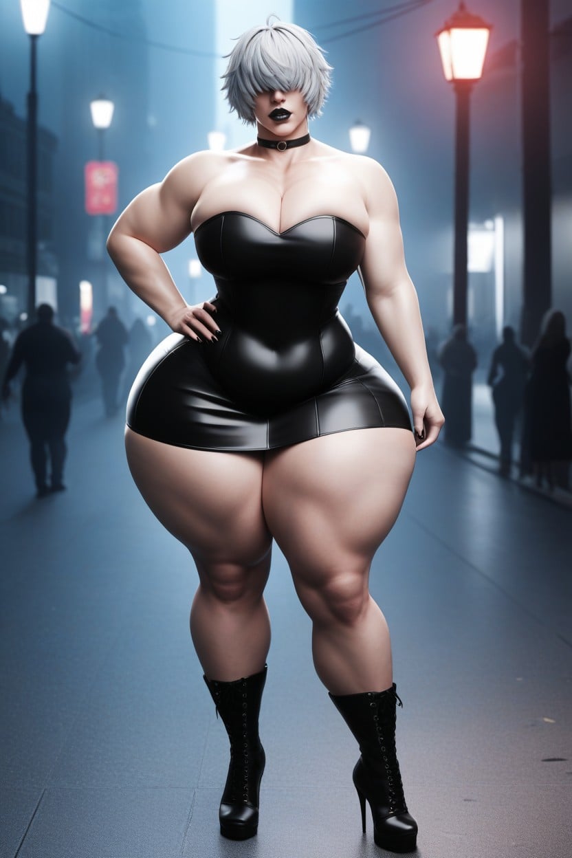 Only Her Nose And Mouth Are Visible, Extremely Large Ass, Front View AI Gay Porn