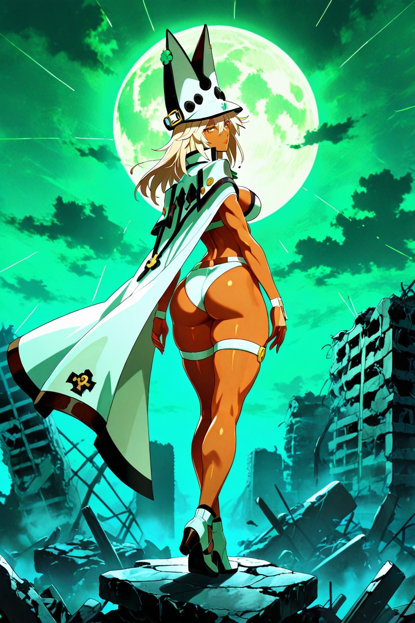 Rounded Breast, Pale Green Moon, Fit Thighs AI Porn