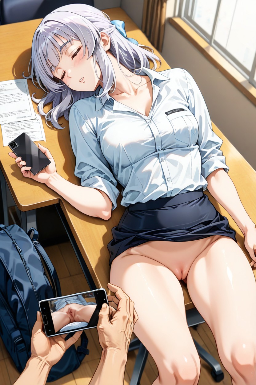 Womans Head Laying On Table, Small Ass, 18+ Hentai AI Porn