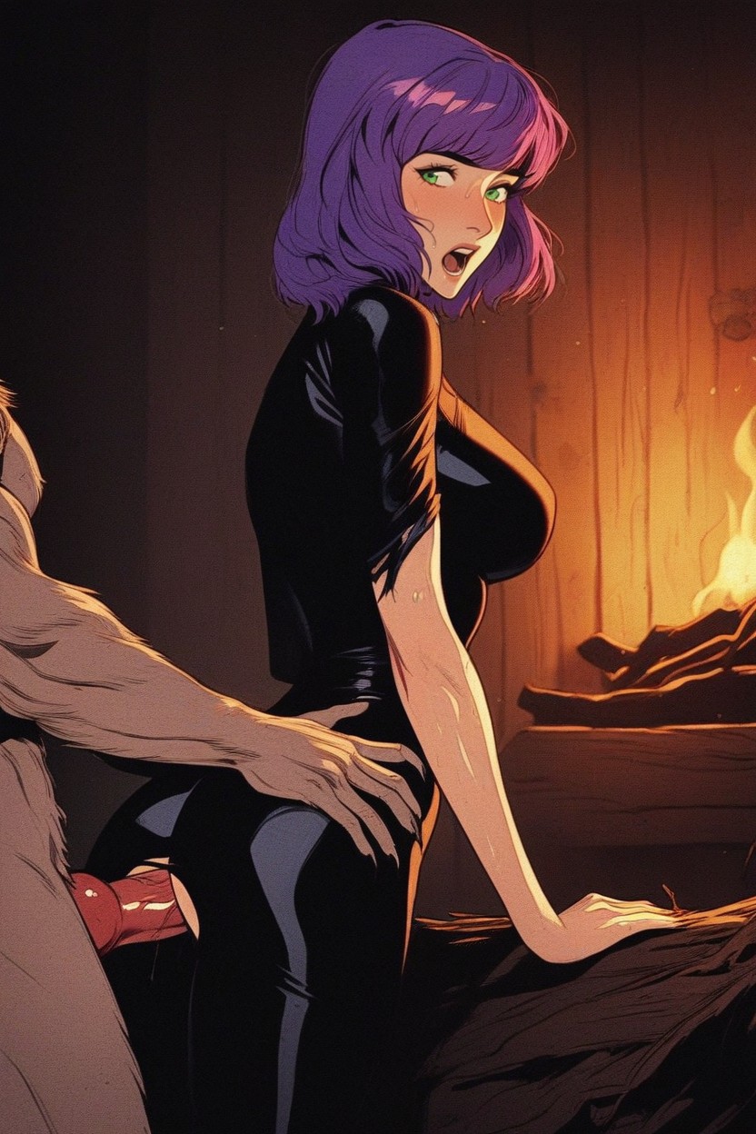 Pronebone, Bangs, Purple Hair AI Porn