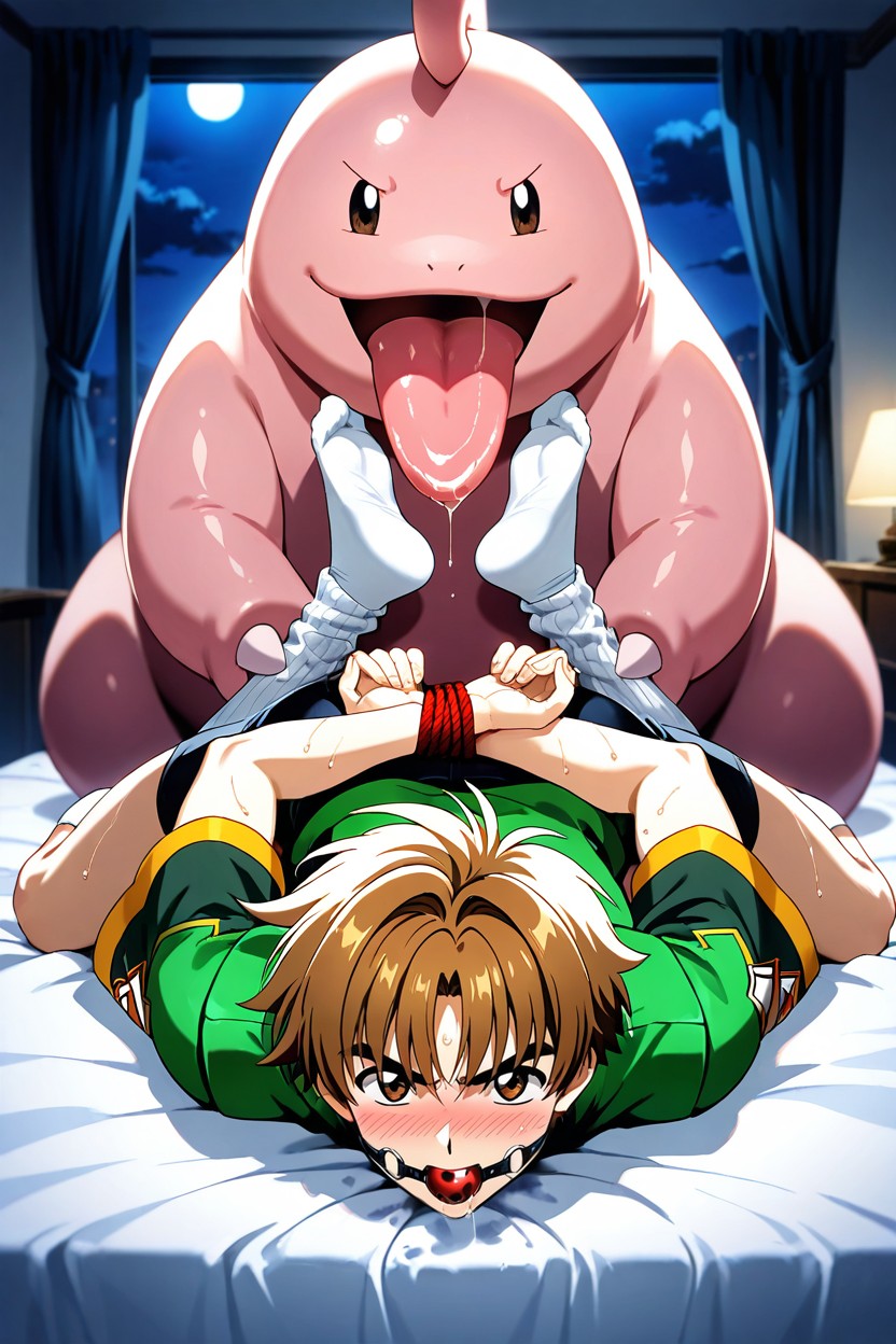 Blonde Hair, On Bed, Syaoran Li‘s Socks Near Lickitung’s Mouth AI Gay Porn