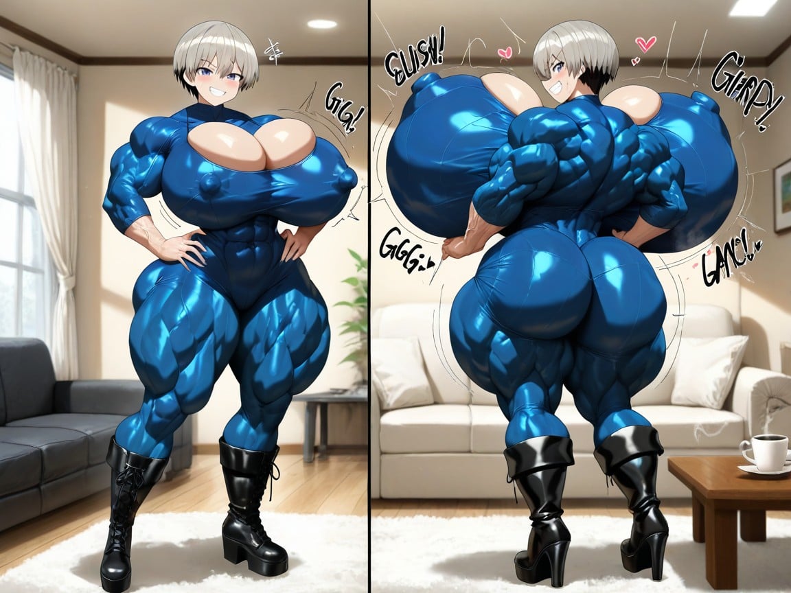Massive Muscles, Boots, Breasts Expansion Hentai AI Porn