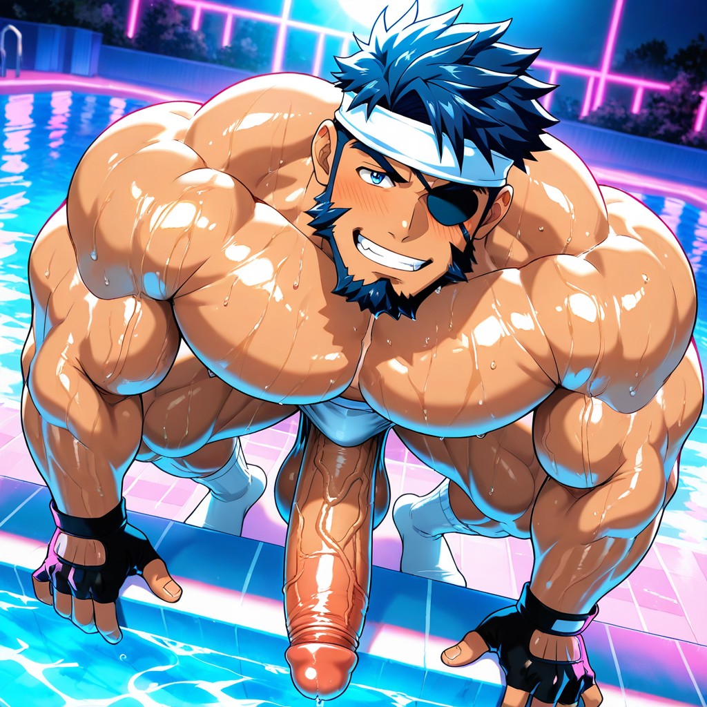 Large Pecs, Vue De Face, Impossibly Long Hyper Penis Porno IA Gay