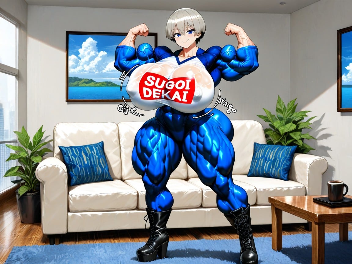 Gigic Pectoralis Major, Hyper Muscular Body, Big Nippels Hentai AI Porn