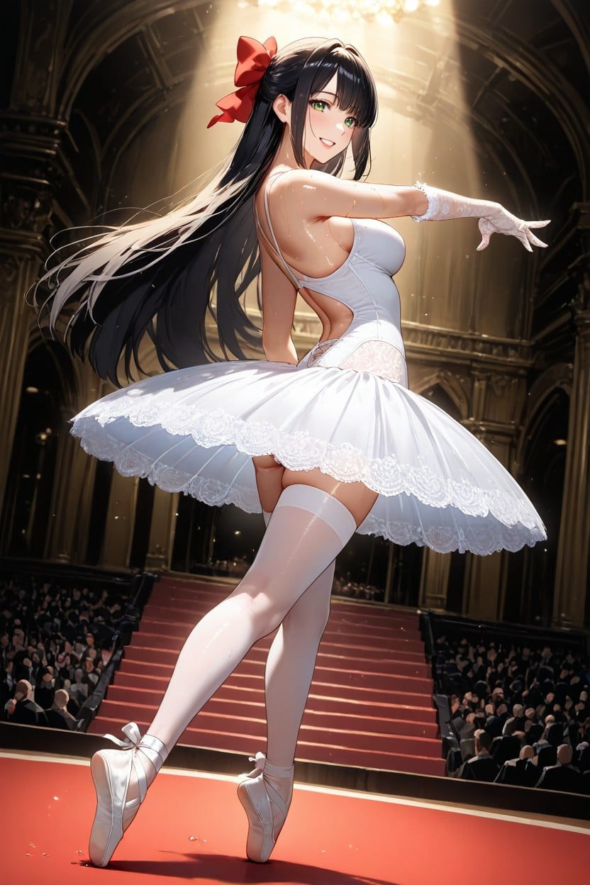 Distinctive Beauty, Detailed, White Ballet Stockings AI Porn