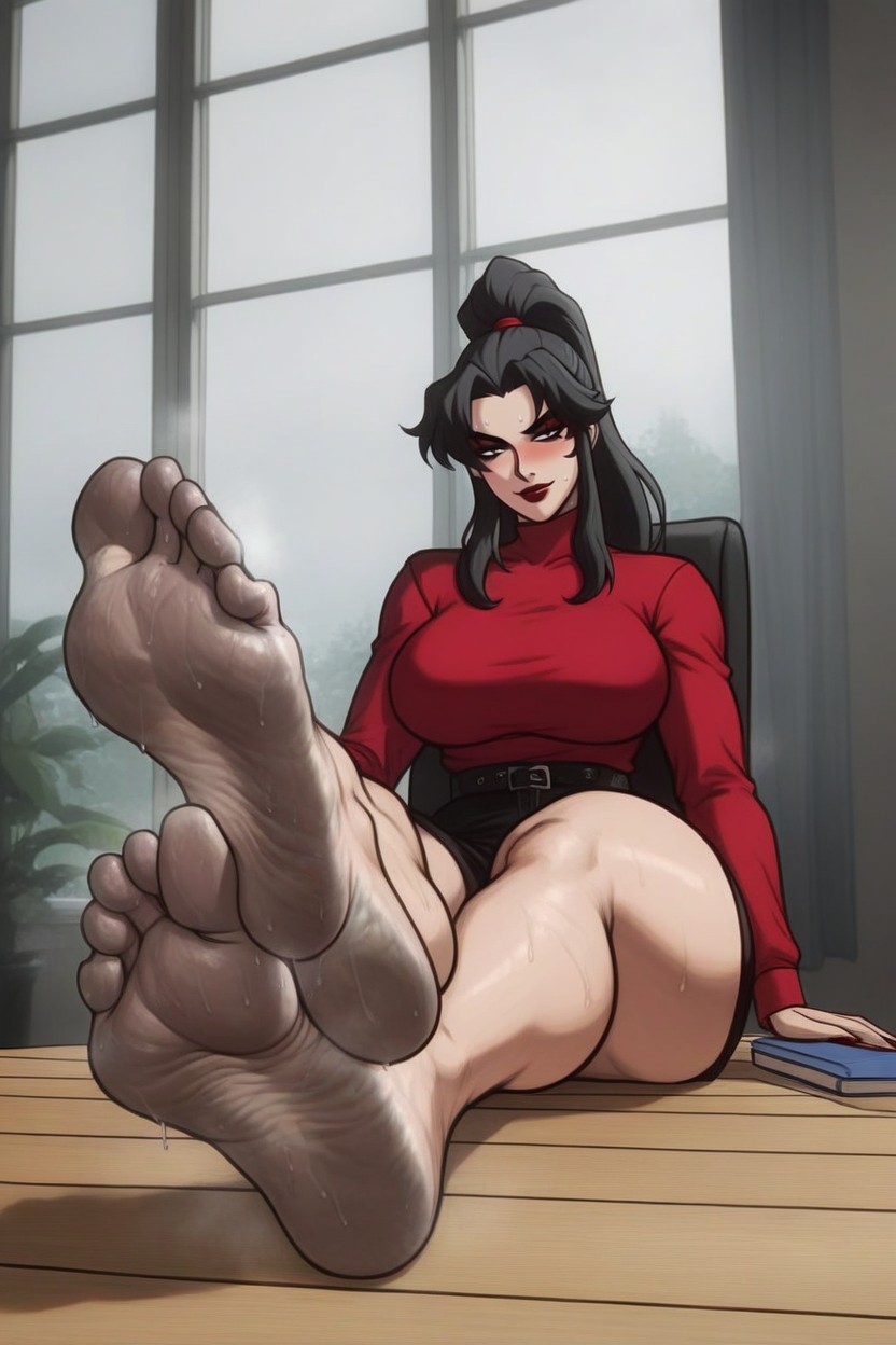 25+, Ponytail, Wide Sides Of Feet Hentai AI Porn