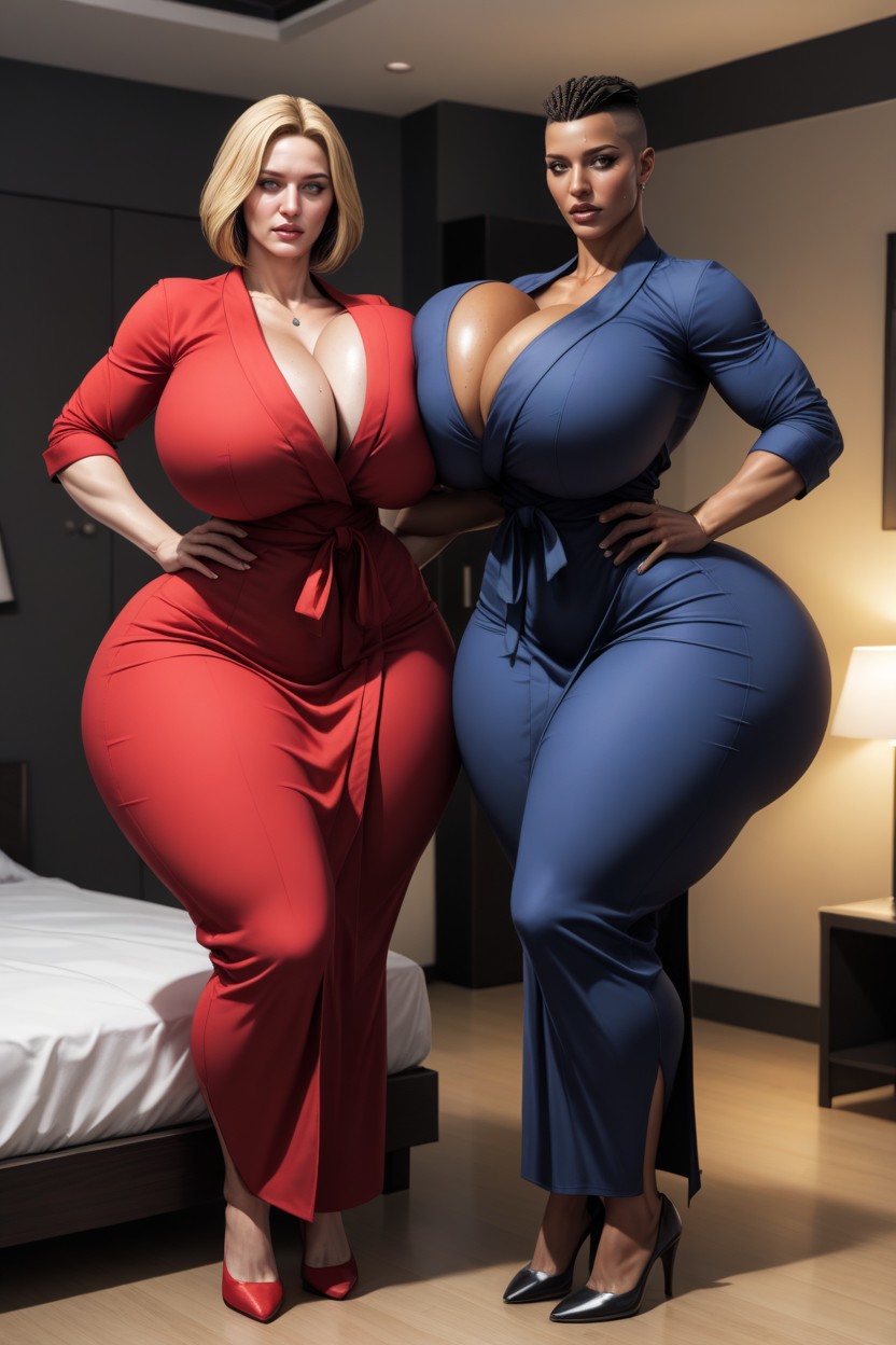 Wide Hips, Voluptuous, Buzzcut AI Porn