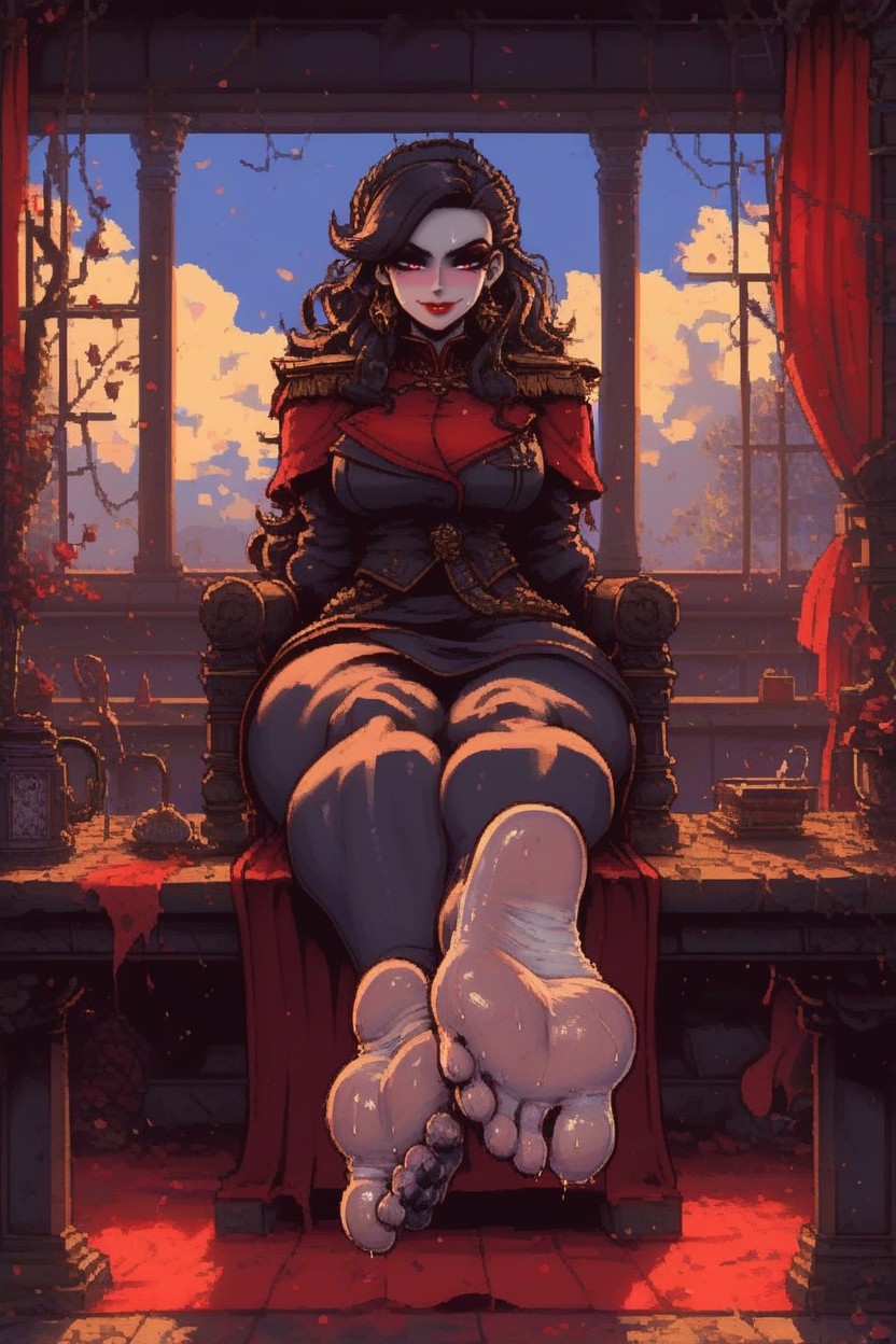 Barefoot, Feet Up On Table, Ultra Rough Edges Of Feet AI Porn