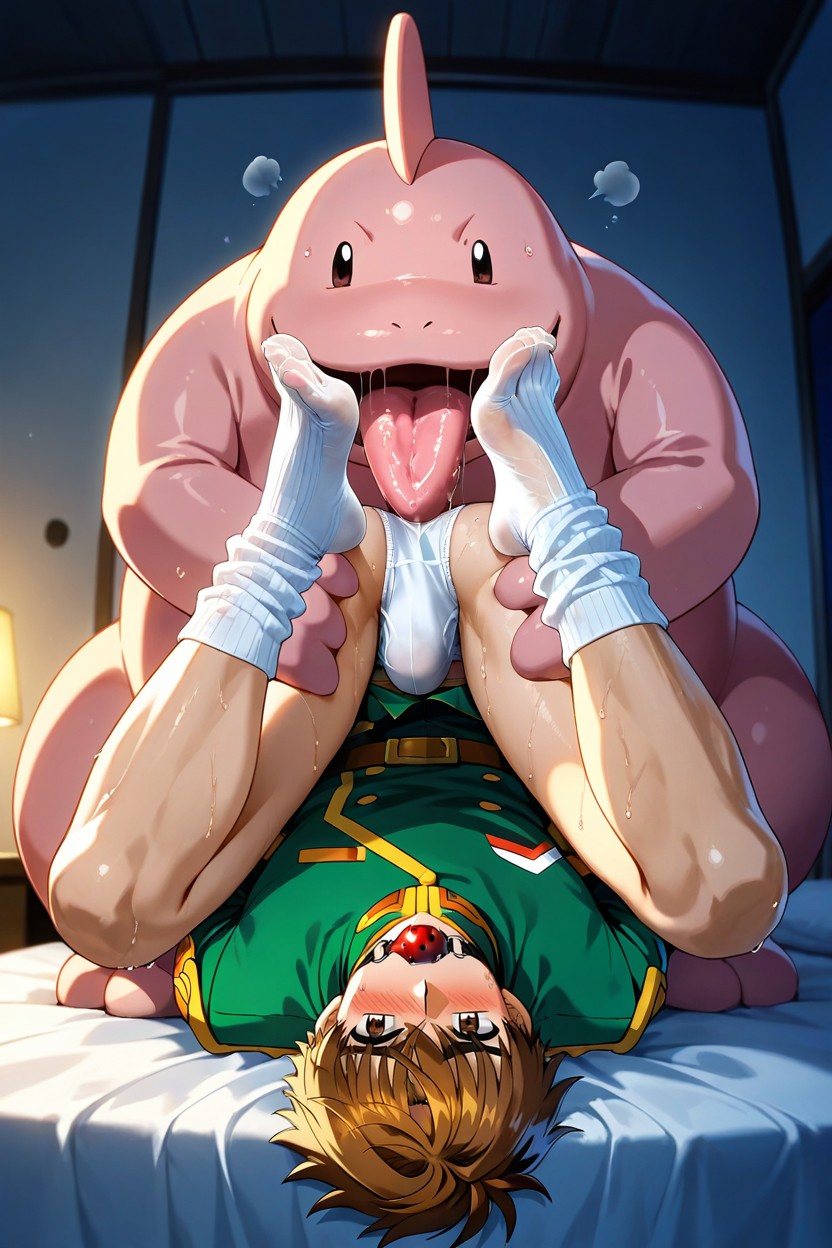 Syaoran Li‘s Socked Feet In Lickitung’s Mouth, Night, Focus On Syaoran Li’s Long White Slouch Socks Porno IA Gay