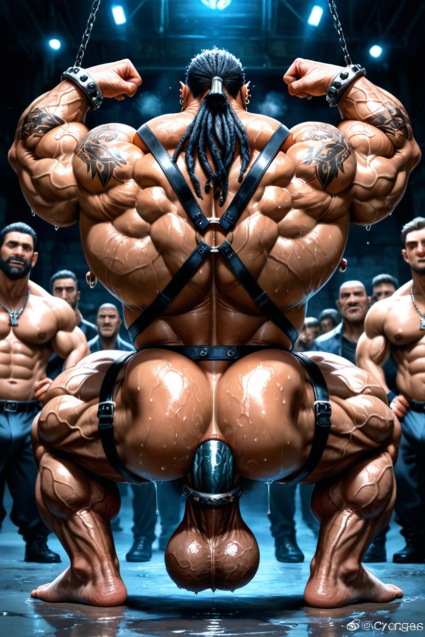Nose Piercing, Vascular Muscles, Long Hair AI Gay Porn
