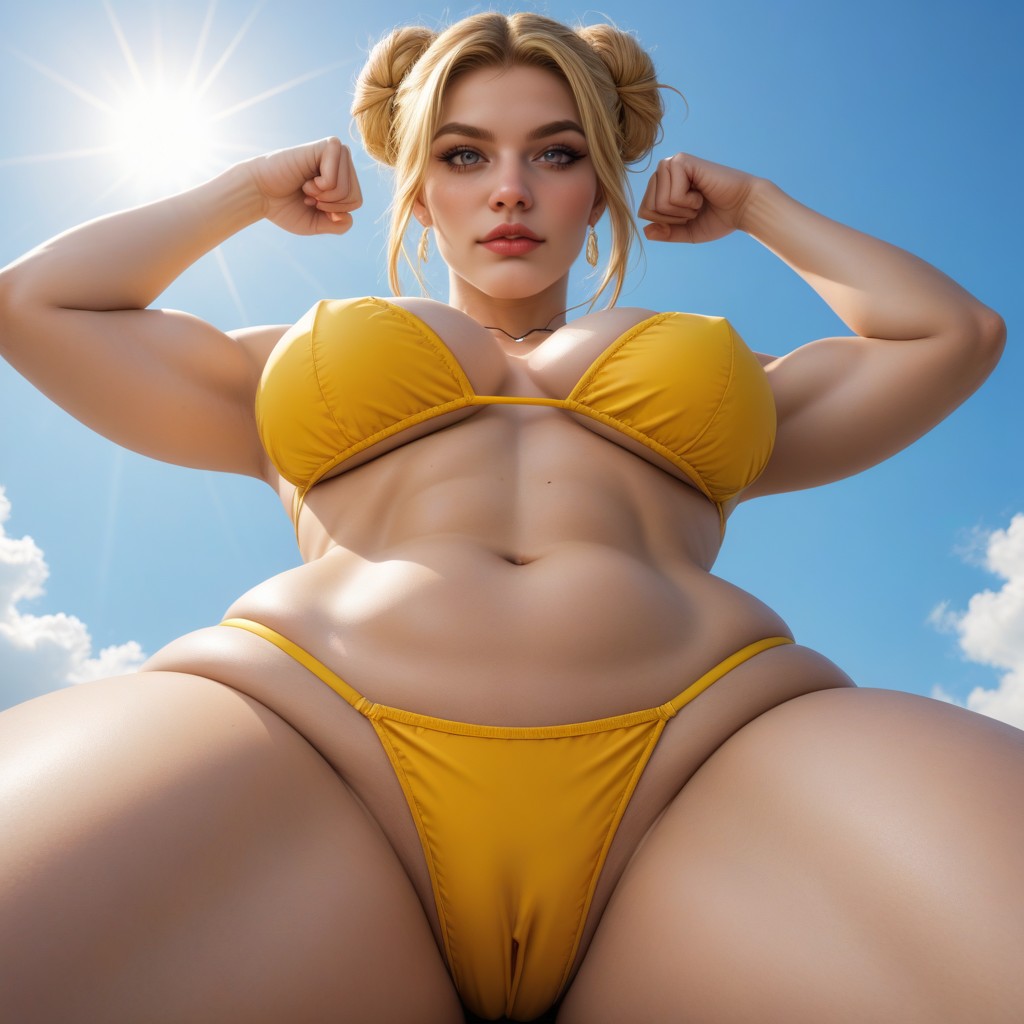 Strong Jaw, Wide Cheekbones, Sitting On Viewer's Face AI Porn