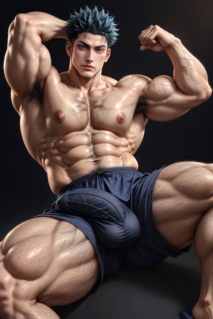 Extremely Hairy Arms And Legs Dramatic Studio Lighting, Abdominal Muscles Defined Abs, Toji Zenin Jujutsu Kaisen Porno gay IA