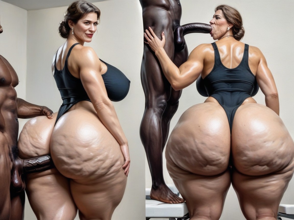 Dark Skinned Man, Skinny, Interracial AI Porn
