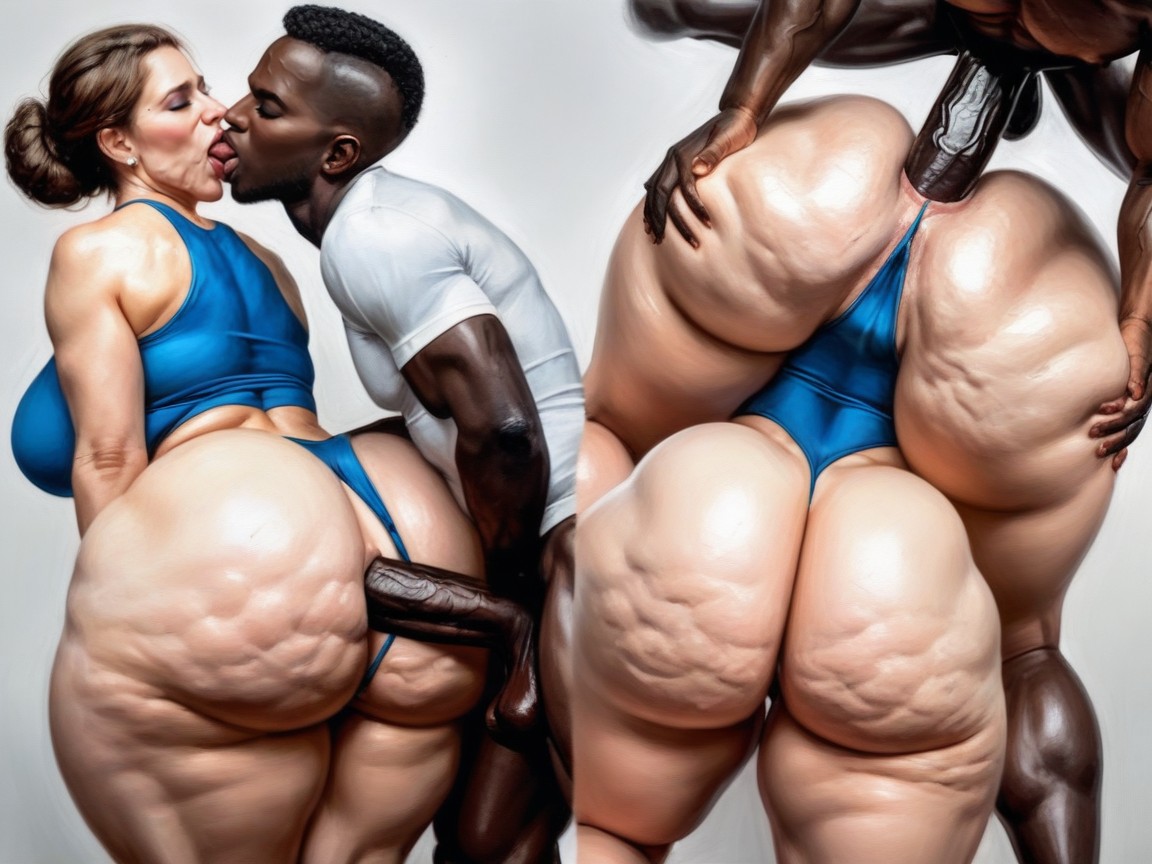 British, Hyper Ass, Interracial AI Porn