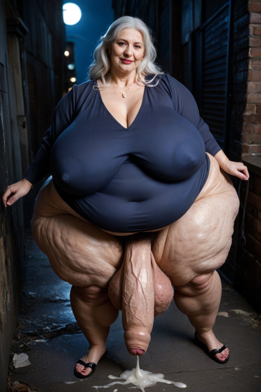 Weight Gain Hyper Obese Massive, Top Down, Huge Round AI Porn
