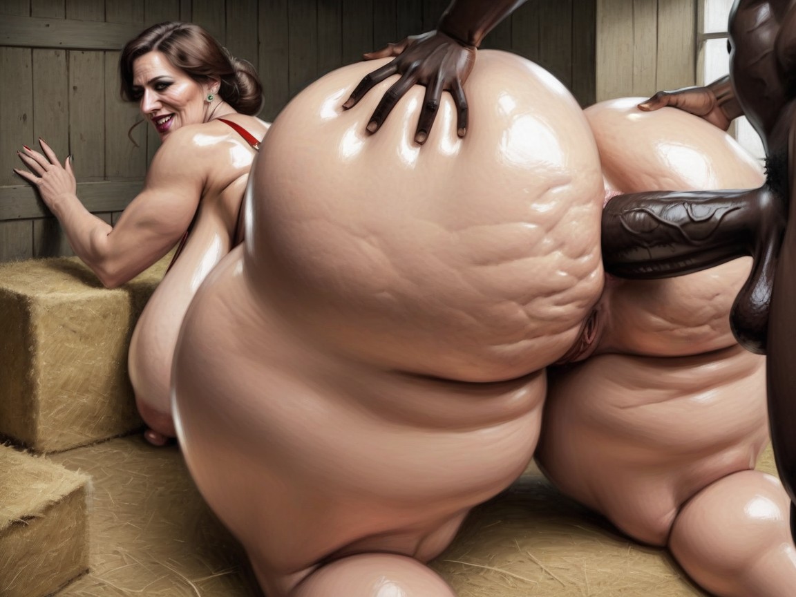 Extremely Large Ass, Hand On Butt, Skinny AI Porn