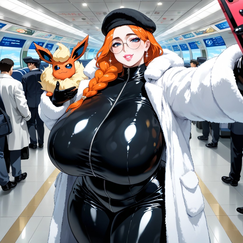Flareon In Woman's Hands, Slightly Parted Lips, Large Crowd In Queue Porno IA Gay