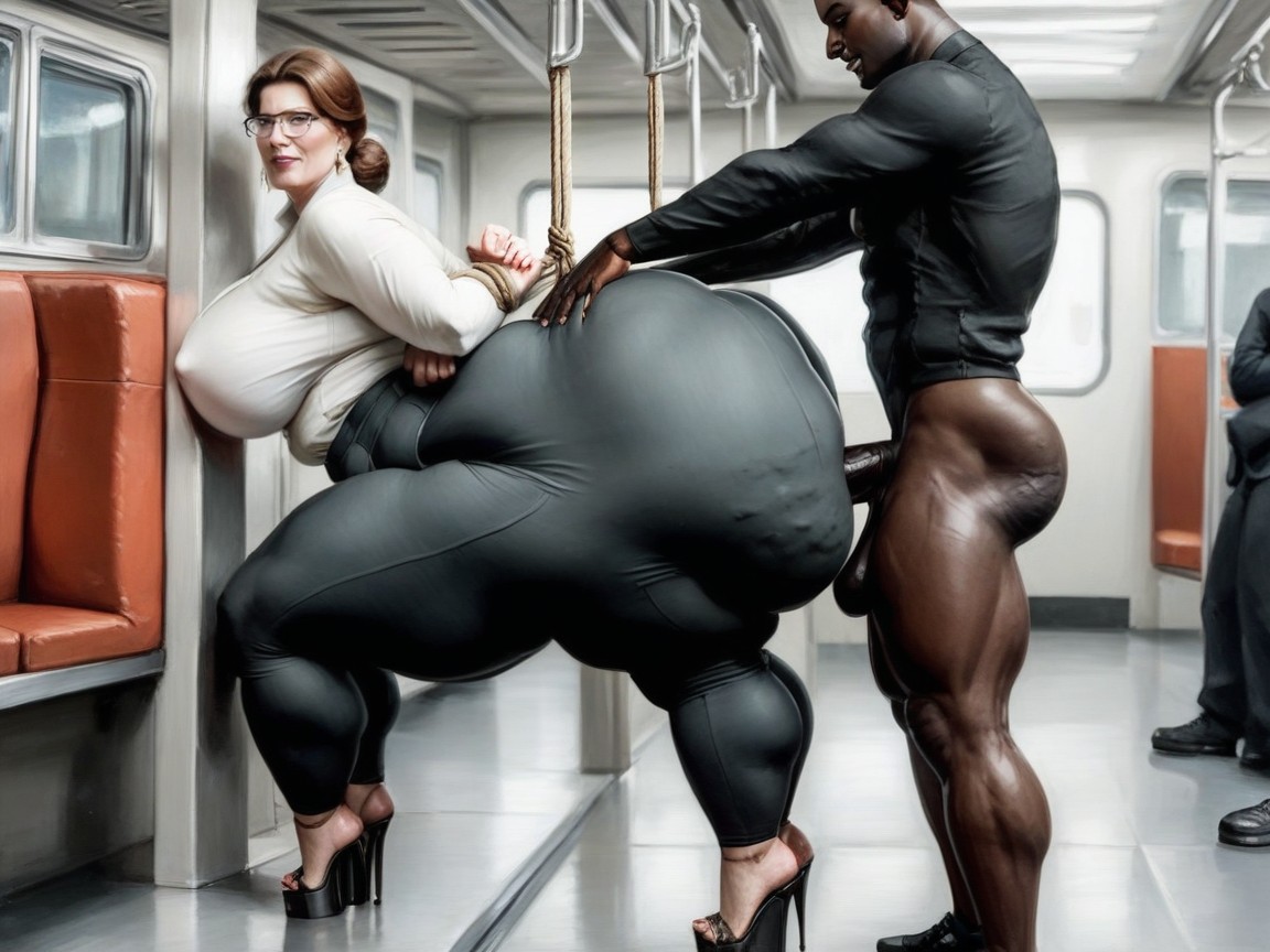 Oiled Ass, Train Station, Gigantic Ass AI Porn