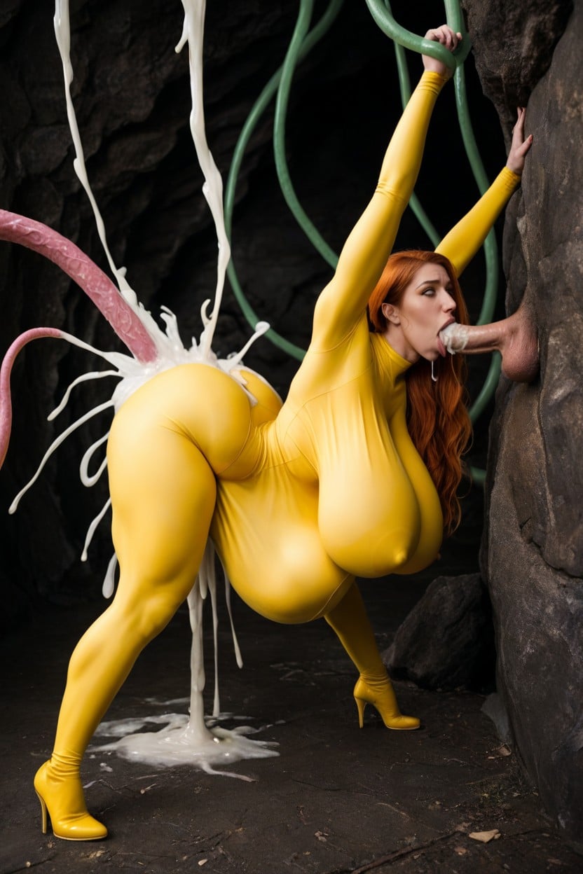 Cervix Penetration, Long Ponytail Haircut, Ginger Hair AI Porn