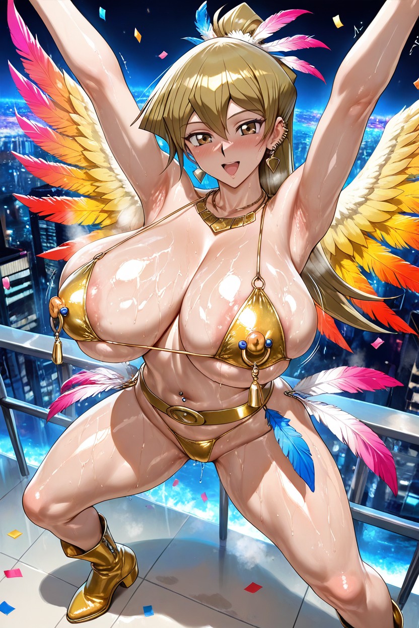 Feathers On Her Back, Arms Up, Huge Breast Hentai AI Porn