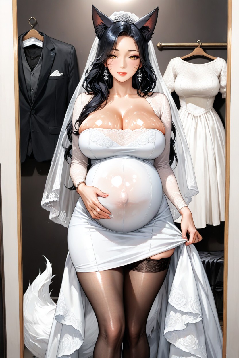 Fitted Dress, Very Tight Dress, Pale Dress Hentai AI Porn