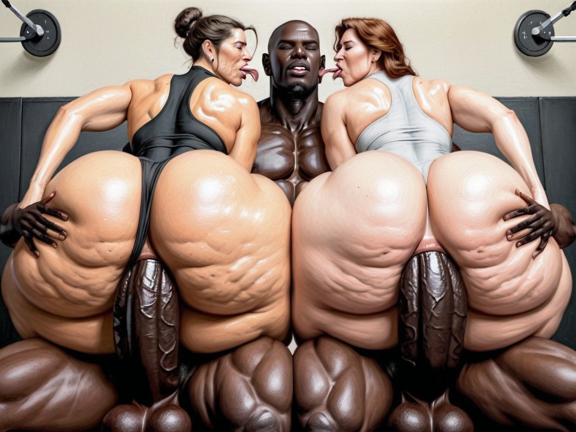 Mega Ass, Lesbian Kissing, Gigantic Ass AI Porn