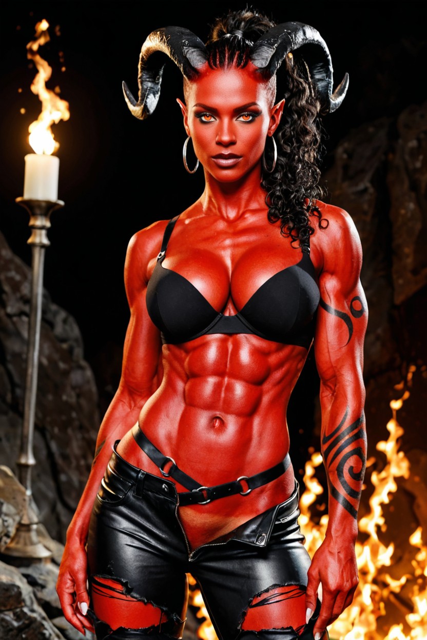 Front View, Ultra Muscular Body, Curly AI Porn